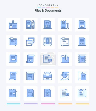 Illustration for Creative Files And Documents 25 Blue icon pack  Such As media. entertainment. file. price. invoice - Royalty Free Image