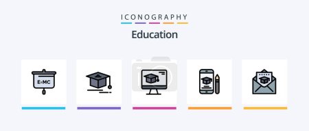 Illustration for Education Line Filled 5 Icon Pack Including graduation. cap. file. mail. education. Creative Icons Design - Royalty Free Image