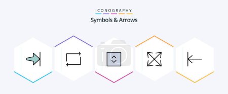 Téléchargez les illustrations : Symbols and Arrows 25 FilledLine icon pack including . . square. start. arrow - en licence libre de droit