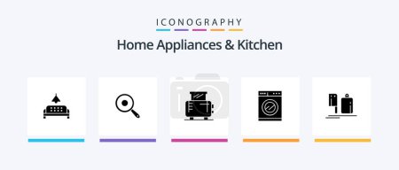 Illustration for Home Appliances And Kitchen Glyph 5 Icon Pack Including kitchen. toaster. kitchen. machine. electric. Creative Icons Design - Royalty Free Image