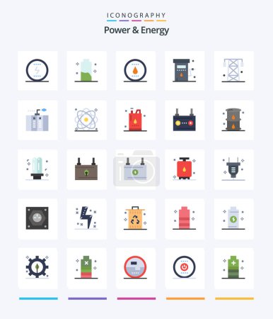 Téléchargez les illustrations : Creative Power And Energy 25 Flat icon pack  Such As power. gas. energy. energy. power - en licence libre de droit