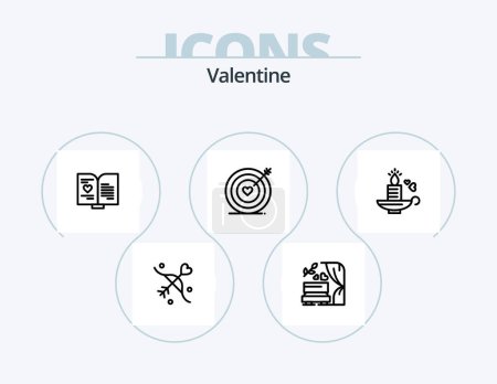 Téléchargez les illustrations : Valentine Line Icon Pack 5 Icon Design. love. rabbit. classic. wedding. piano - en licence libre de droit