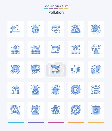 Téléchargez les illustrations : Creative Pollution 25 Blue icon pack  Such As co dioxide. carbon. gas. waste. nuclear - en licence libre de droit