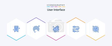 Illustration for User Interface 25 Blue icon pack including . user. sun. select. interface - Royalty Free Image