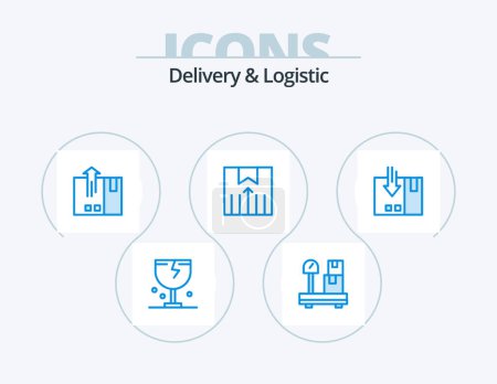 Téléchargez les illustrations : Delivery And Logistic Blue Icon Pack 5 Icon Design. transport. logistic. delivery. export - en licence libre de droit
