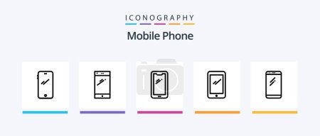 Illustration for Mobile Phone Line 5 Icon Pack Including . camera.. Creative Icons Design - Royalty Free Image