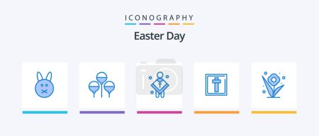 Illustration for Easter Blue 5 Icon Pack Including rose. flower. male. sign. easter. Creative Icons Design - Royalty Free Image