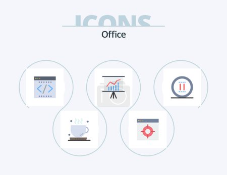 Illustration for Office Flat Icon Pack 5 Icon Design. movie. office. business. meeting. startup - Royalty Free Image