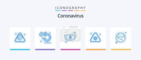 Téléchargez les illustrations : Coronavirus Blue 5 Icon Pack Including alert. warning. virus. notice. safety. Creative Icons Design - en licence libre de droit