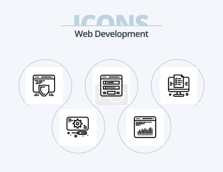 Ilustración de Web Development Line Icon Pack 5 Icon Design. web. development. web quality. coding. web - Imagen libre de derechos