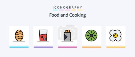 Téléchargez les illustrations : Food Line Filled 5 Icon Pack Including kitchen. done. donut. and. fast food. Creative Icons Design - en licence libre de droit