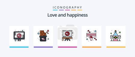 Ilustración de Love Line Filled 5 Icon Pack Including heart. balloon. heart. air. love. Creative Icons Design - Imagen libre de derechos