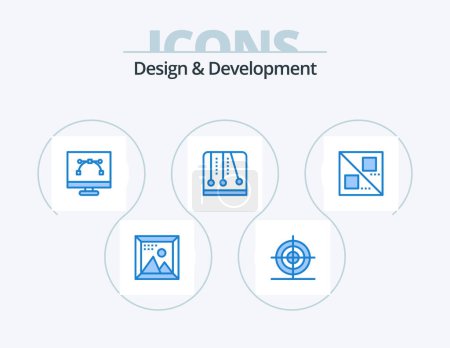 Illustration for Design and Development Blue Icon Pack 5 Icon Design. video game. game. shape. development. graphic design - Royalty Free Image