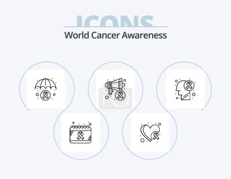 Illustration for World Cancer Awareness Line Icon Pack 5 Icon Design. injection. day. health. cancer. health - Royalty Free Image