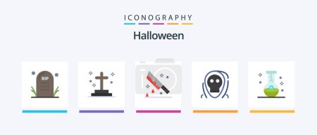 Illustration for Halloween Flat 5 Icon Pack Including evil. dead. grave. murder. horror. Creative Icons Design - Royalty Free Image