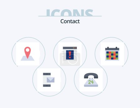 Illustration for Contact Flat Icon Pack 5 Icon Design. web. alert. contact. contact. map - Royalty Free Image