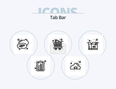 Téléchargez les illustrations : Tab Bar Line Icon Pack 5 Icon Design. . . warning. company. building - en licence libre de droit
