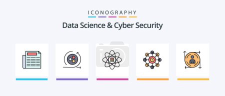 Illustration for Data Science And Cyber Security Line Filled 5 Icon Pack Including predication. scince. data. modeling. modeling. Creative Icons Design - Royalty Free Image