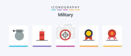 Illustration for Military Flat 5 Icon Pack Including medal. medal. military bomb. license. military. Creative Icons Design - Royalty Free Image