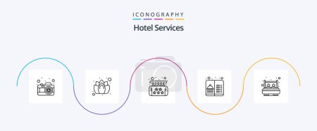 Téléchargez les illustrations : Hotel Services Line 5 Icon Pack Including double. travel. five. service. hotel - en licence libre de droit