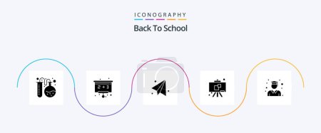 Téléchargez les illustrations : Back To School Glyph 5 Icon Pack Including . graduation. education. graduate. school - en licence libre de droit