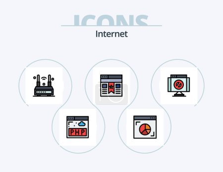 Ilustración de Internet Line Filled Icon Pack 5 Icon Design. internet. smart. global. screen. electronics - Imagen libre de derechos