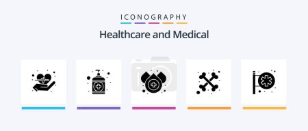 Illustration for Medical Glyph 5 Icon Pack Including . medical center. drop. hospital signboard. skeleton. Creative Icons Design - Royalty Free Image
