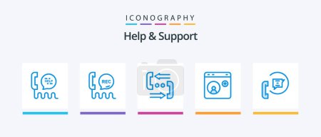 Illustration for Help And Support Blue 5 Icon Pack Including help. communication. help. social media. help. Creative Icons Design - Royalty Free Image