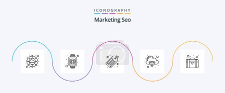 Illustration for Marketing Seo Line 5 Icon Pack Including seo. quality. keywords. network. connect - Royalty Free Image