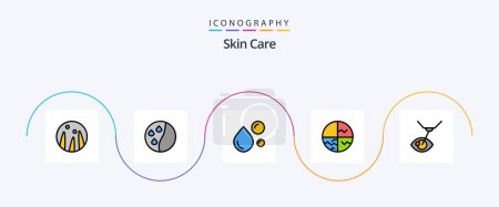 Ilustración de Skin Line Filled Flat 5 Icon Pack Including . laser surgery. dry skin. eye treatment. skin protection - Imagen libre de derechos