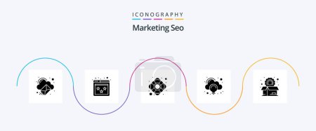 Ilustración de Marketing Seo Glyph 5 Icon Pack Including options. idea. website ranking. creative. cloud - Imagen libre de derechos