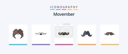 Illustration for Movember Flat 5 Icon Pack Including .. Creative Icons Design - Royalty Free Image