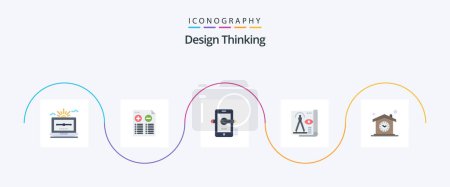 Téléchargez les illustrations : Design Thinking Flat 5 Icon Pack Including paper. document. minus. design. drawing - en licence libre de droit