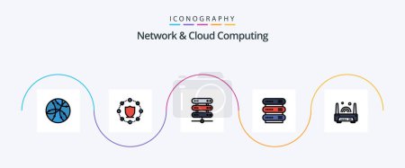 Illustration for Network And Cloud Computing Line Filled Flat 5 Icon Pack Including . technology. computing. router. device - Royalty Free Image