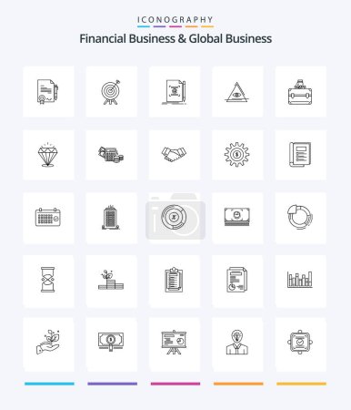 Illustration for Creative Financial Business And Global Business 25 OutLine icon pack  Such As money. pyramid. note. illuminati. create - Royalty Free Image