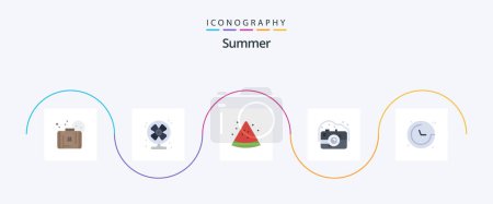 Ilustración de Summer Flat 5 Icon Pack Including location. compass. fruit. photography. old - Imagen libre de derechos
