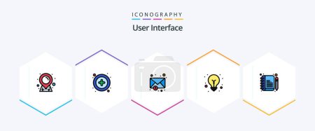 Illustration for User Interface 25 FilledLine icon pack including . . notification. edit. comment - Royalty Free Image