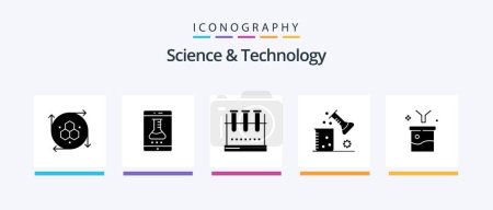Illustration for Science And Technology Glyph 5 Icon Pack Including science of matter. chemistry. smartphone application. chemical science. lab glassware. Creative Icons Design - Royalty Free Image