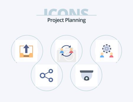 Illustration for Project Planing Flat Icon Pack 5 Icon Design. user. replace. cabinet. employee. upload - Royalty Free Image