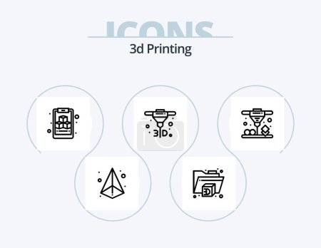Ilustración de 3d Printing Line Icon Pack 5 Icon Design. internet. preview. 3d. monitor. d - Imagen libre de derechos