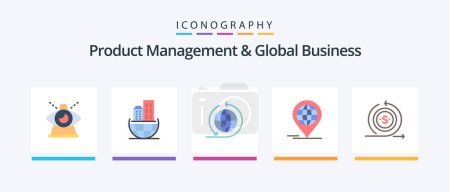 Téléchargez les illustrations : Product Managment And Global Business Flat 5 Icon Pack Including investment. modern. sustainable. global. business. Creative Icons Design - en licence libre de droit