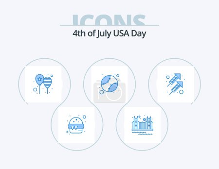 Ilustración de Usa Blue Icon Pack 5 Icon Design. states. american. tourism. america flag. day - Imagen libre de derechos