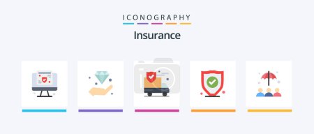 Illustration for Insurance Flat 5 Icon Pack Including protection. security. invest. protection. van. Creative Icons Design - Royalty Free Image