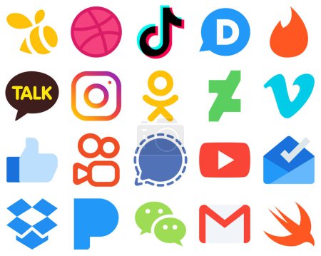 Téléchargez les illustrations : 20 Professional and Modern Flat Social Media Icons like. vimeo. tinder and deviantart icons. Gradient Social Media Icons - en licence libre de droit