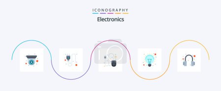 Illustration for Electronics Flat 5 Icon Pack Including . headphones. mouse. headphone. light - Royalty Free Image