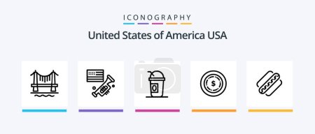 Illustration for Usa Line 5 Icon Pack Including location. american. calender. fly. bloon. Creative Icons Design - Royalty Free Image