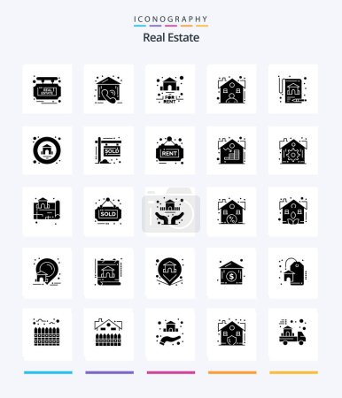 Illustration for Creative Real Estate 25 Glyph Solid Black icon pack  Such As property. dealer. estate. real. broker - Royalty Free Image