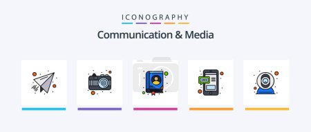 Illustration for Communication And Media Line Filled 5 Icon Pack Including . letter. team. laptop. search. Creative Icons Design - Royalty Free Image