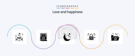 Téléchargez les illustrations : Love Glyph 5 Icon Pack Including favorite. love. date. lock. romantic - en licence libre de droit