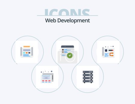 Ilustración de Web Development Flat Icon Pack 5 Icon Design. development. web. design. testing. development - Imagen libre de derechos